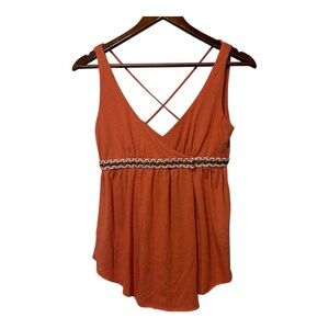 LaRok Women’s Sleeveless Adjustable Wrap Top Y2K Orange Size XS